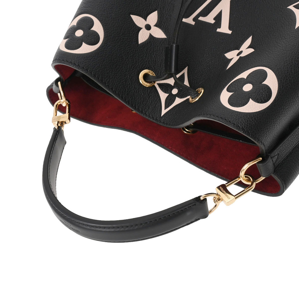 Louis Vuitton Black Tan Bag NeoNoe Grained Shoulder Empreinte Beige Leather - Picture 3 of 11
